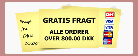 Fragtpriser fra 35,00 DKK - Fri fragt for ordrer over 800,00 DKK
